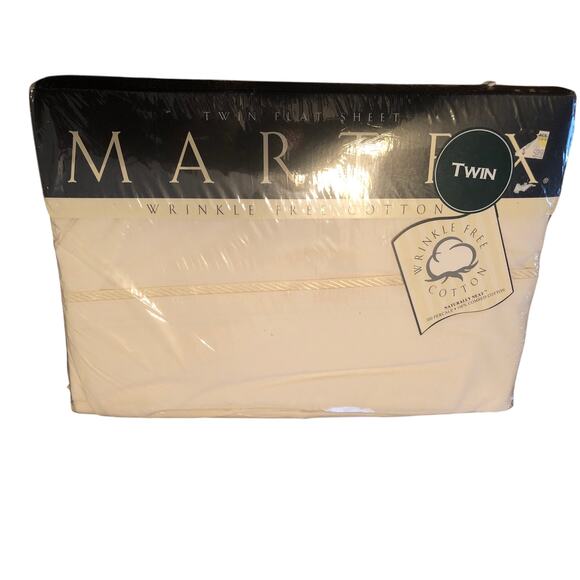 Vintage Martex 1995 Twin Beige Flat sheet 100% cotton Made in USA New - Picture 2 of 3